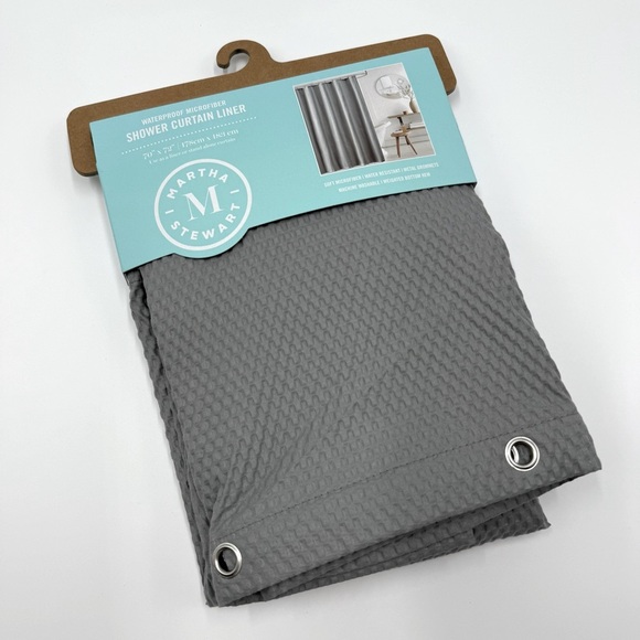 NWT Martha Stewart Textured Gray Shower Curtain Liner 70” x 72” - Picture 1 of 7